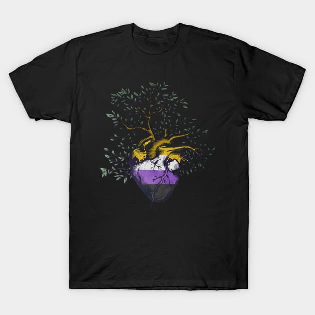 Nonbinary Heart Tree of Life T-Shirt by Psitta